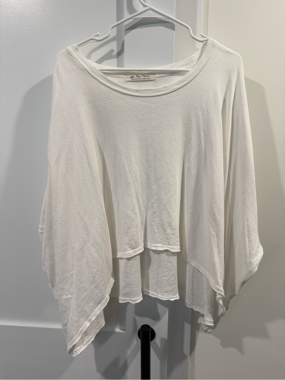 Free People White Layered Dolman Short Sleeve Tee